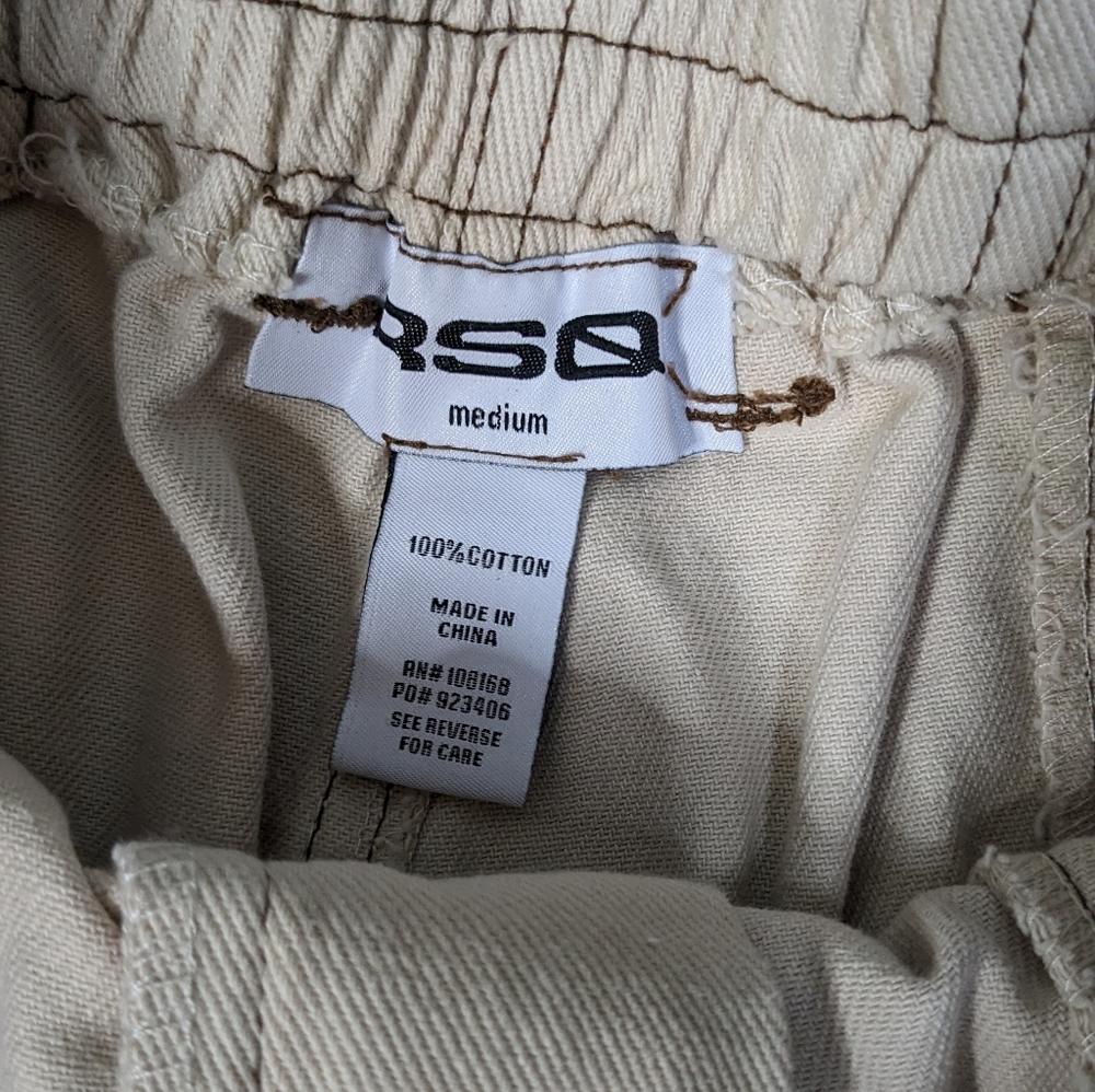 RSQ beige cargo jeans pants straight leg long baggy EUC Medium - Picture 4 of 5